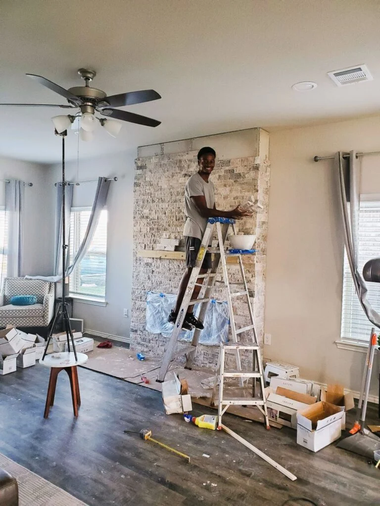 Installing Stone Veneer Fireplace
