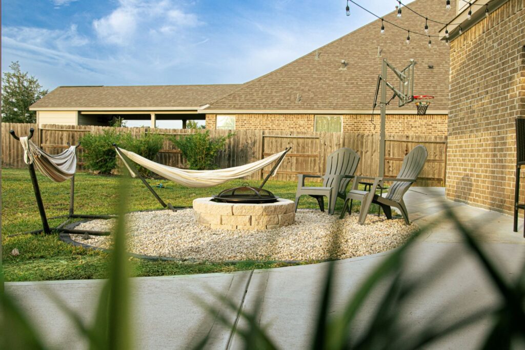 outdoor firepit seating area