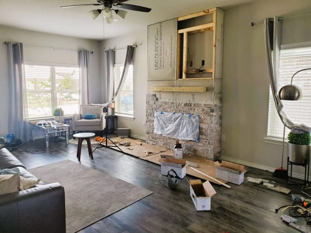 Installing Stone Veneer Fireplace